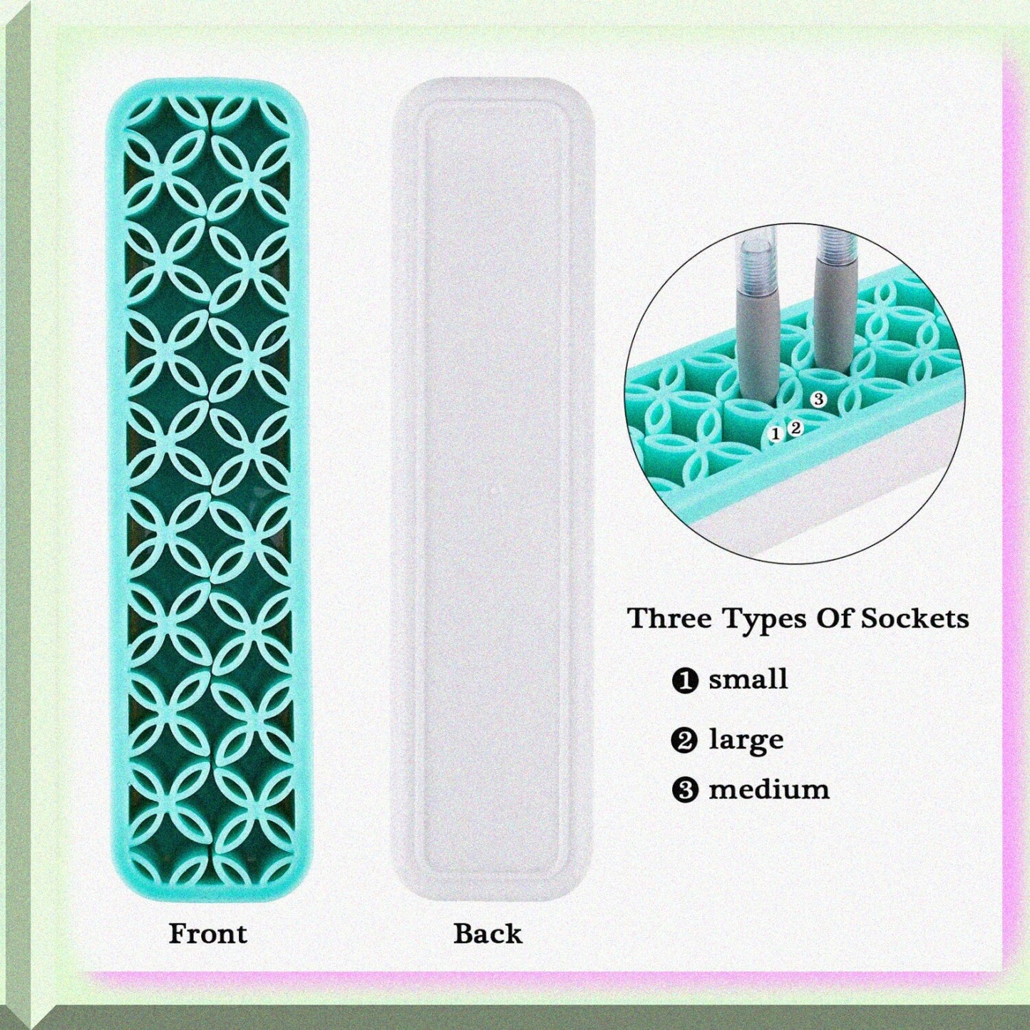 Silicone Makeup Brush Holder Green 8.3 Inches