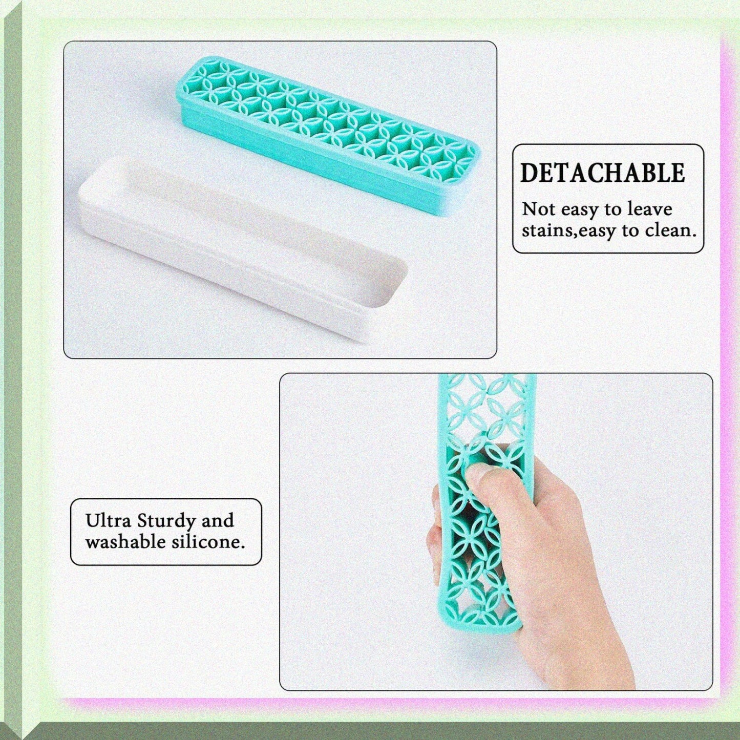 Silicone Makeup Brush Holder Green 8.3 Inches