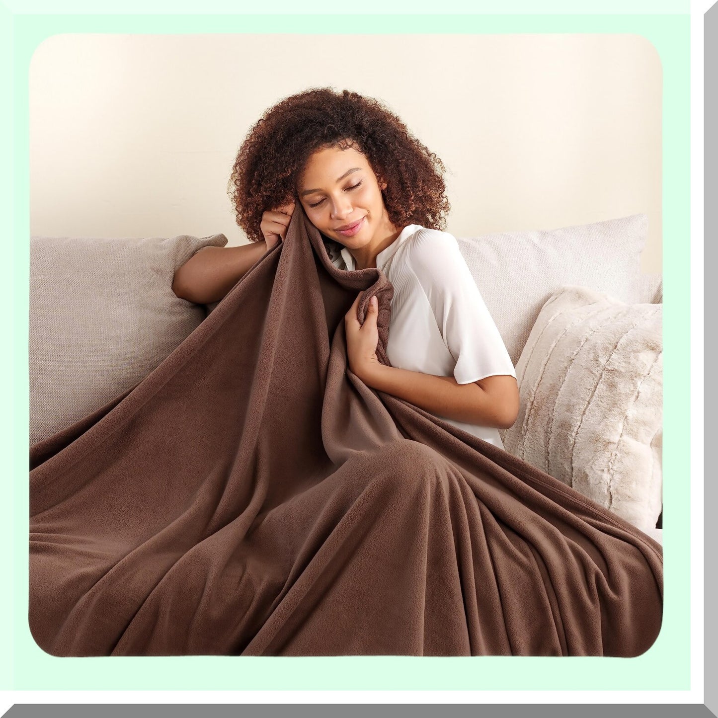 CozyCloud Microfleece Throw - Lightweight, Soft & Breathable Plush Blanket for Travel, Bed & Couch, 50x60 Inches, Taupe