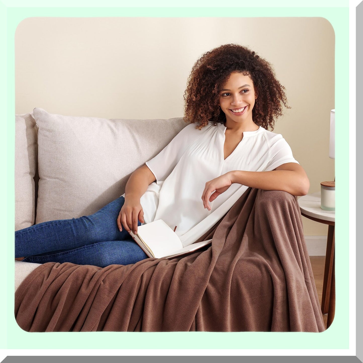 CozyCloud Microfleece Throw - Lightweight, Soft & Breathable Plush Blanket for Travel, Bed & Couch, 50x60 Inches, Taupe