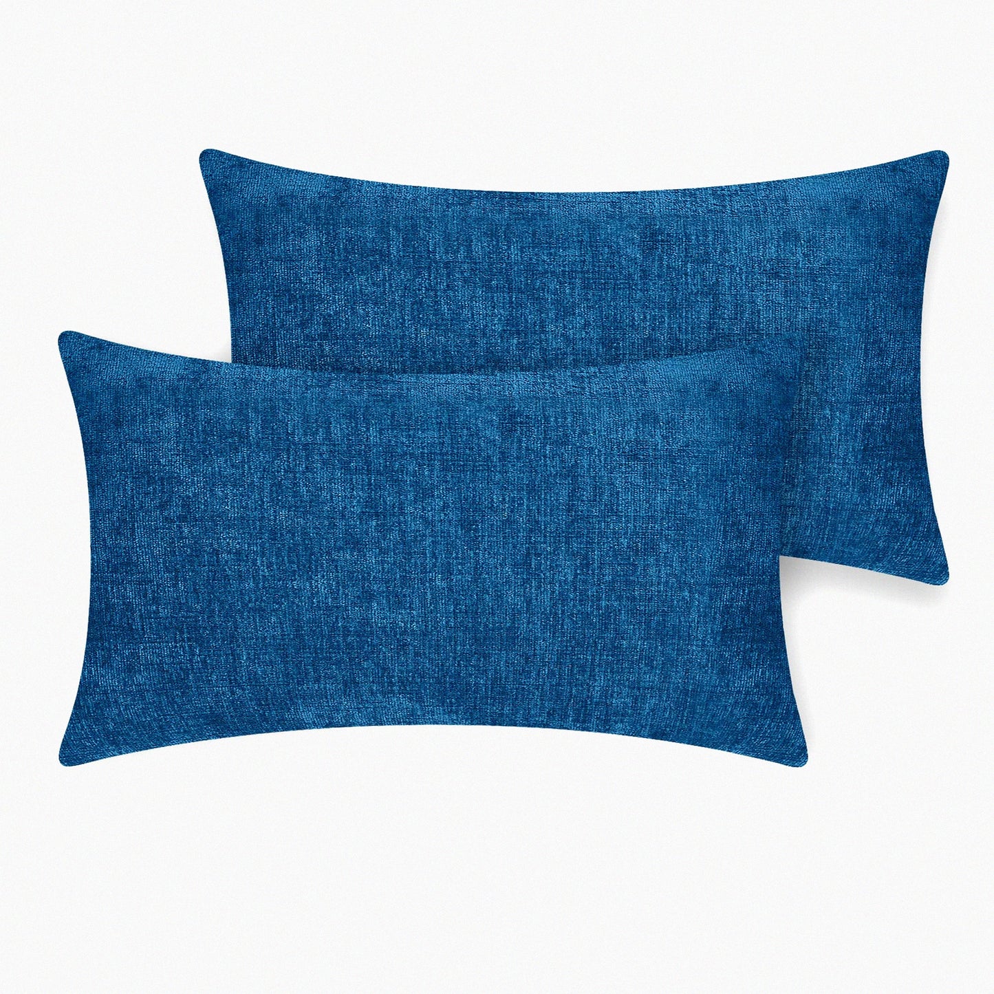 Ocean Blue Chenille Throw Pillow Covers - Set of 2 | Supersoft Decorative Cushion Case for Sofa Couch Bed Chair | 12 X 20 Inches