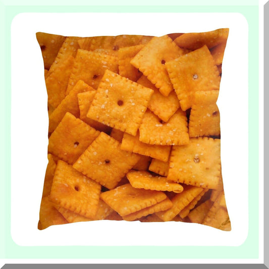 Cheese Cracker 3D Funny Food Decorative Throw Pillow - Realistic Velvet Cushion Cover for Home Decor - Creative Gift for Living Room, Bed, Couch, Car