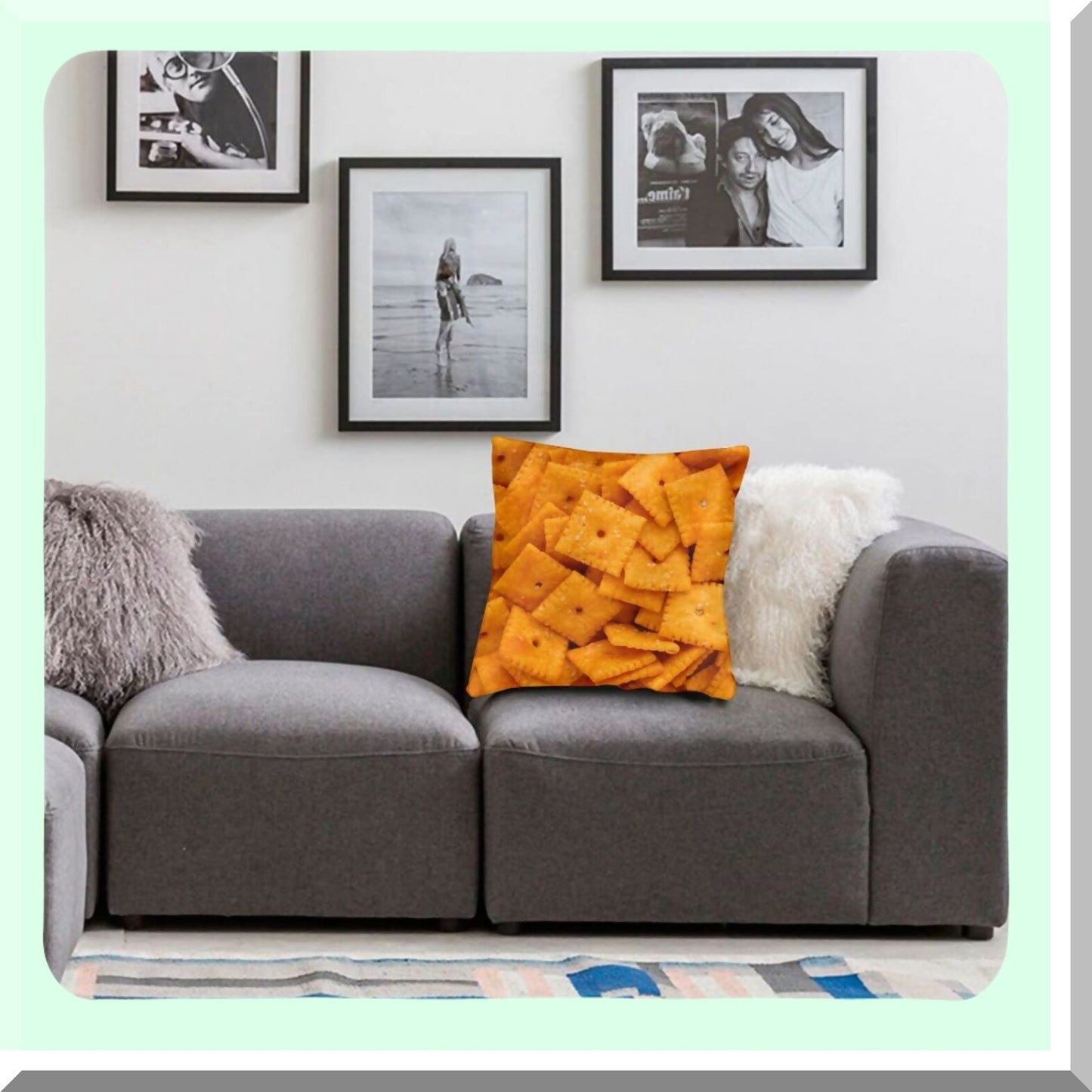 Cheese Cracker 3D Funny Food Decorative Throw Pillow - Realistic Velvet Cushion Cover for Home Decor - Creative Gift for Living Room, Bed, Couch, Car