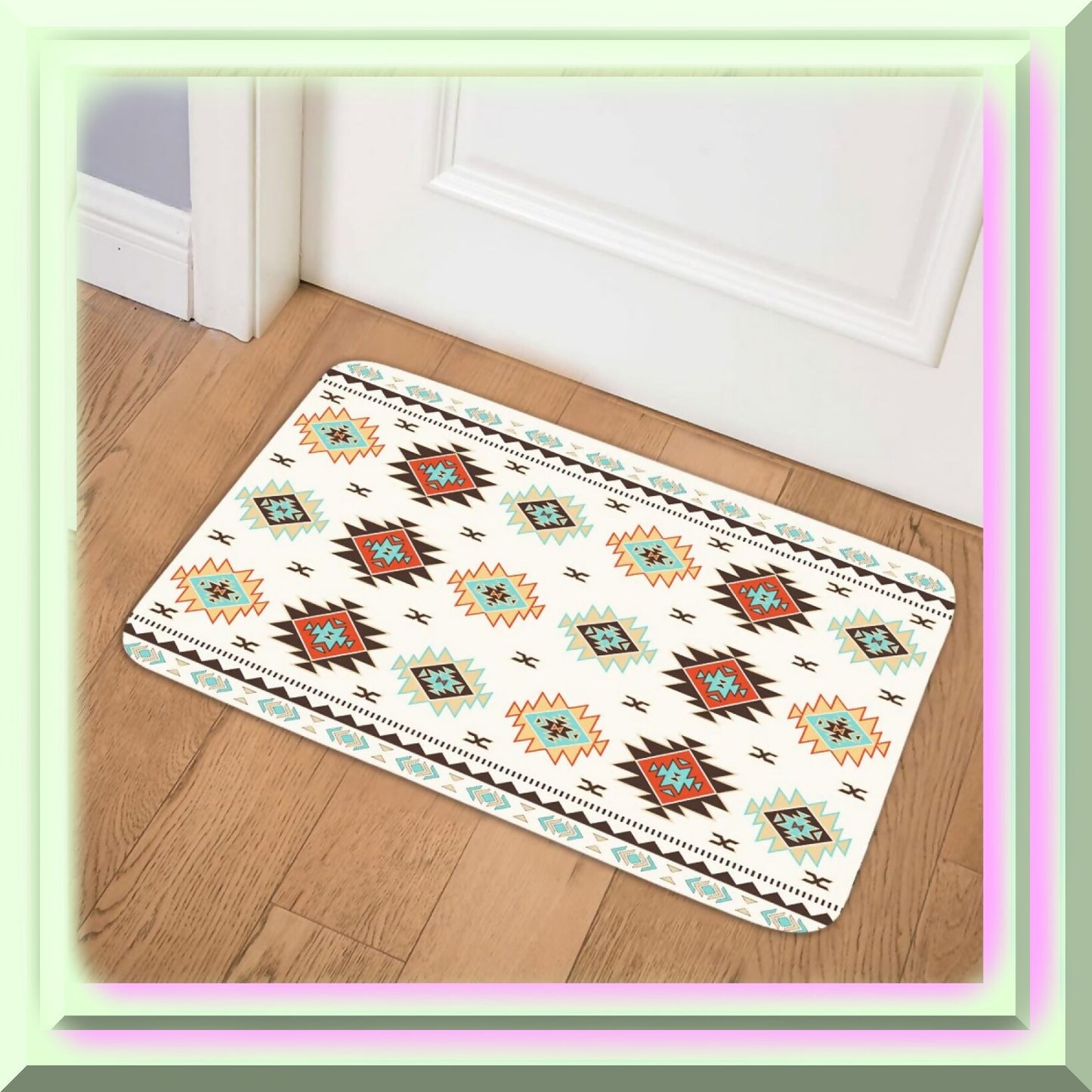 Southwestern Aztec Bath Mat Set 17x29 Beige