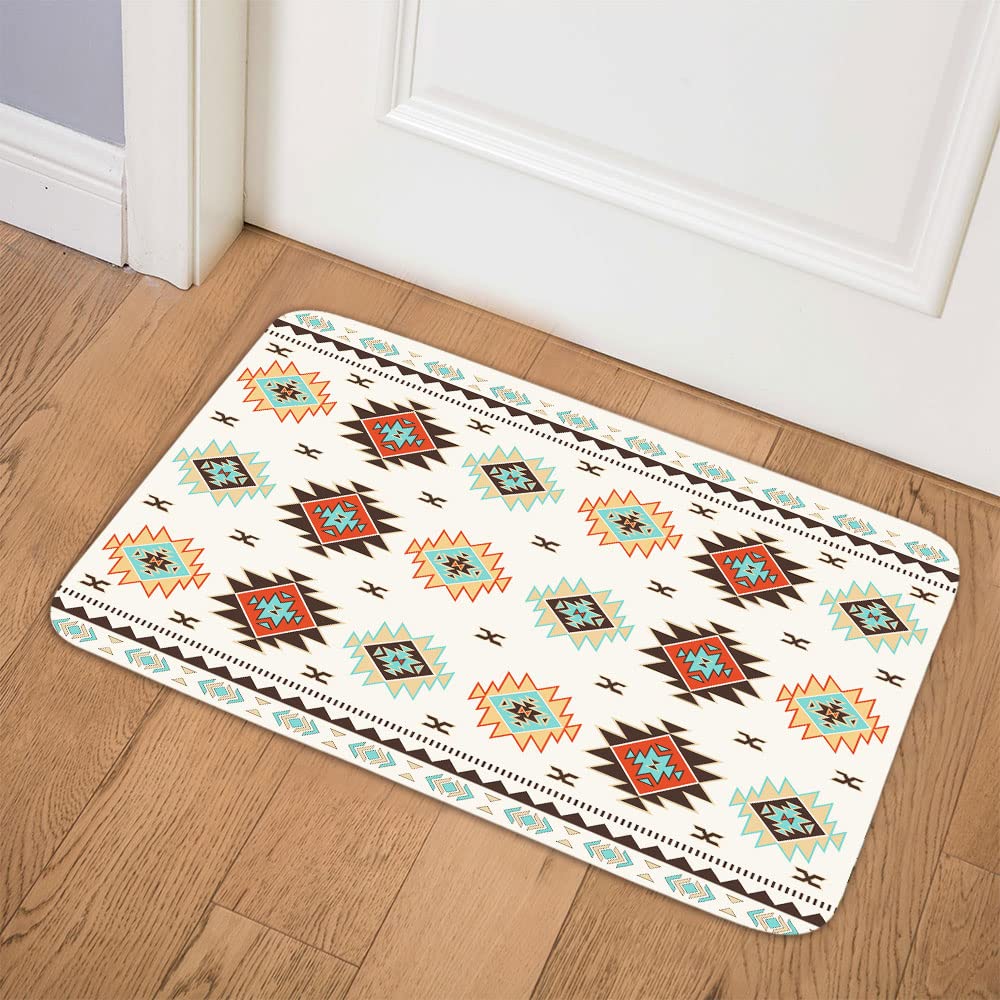 Southwestern Aztec Bath Mat Set 17x29 Beige