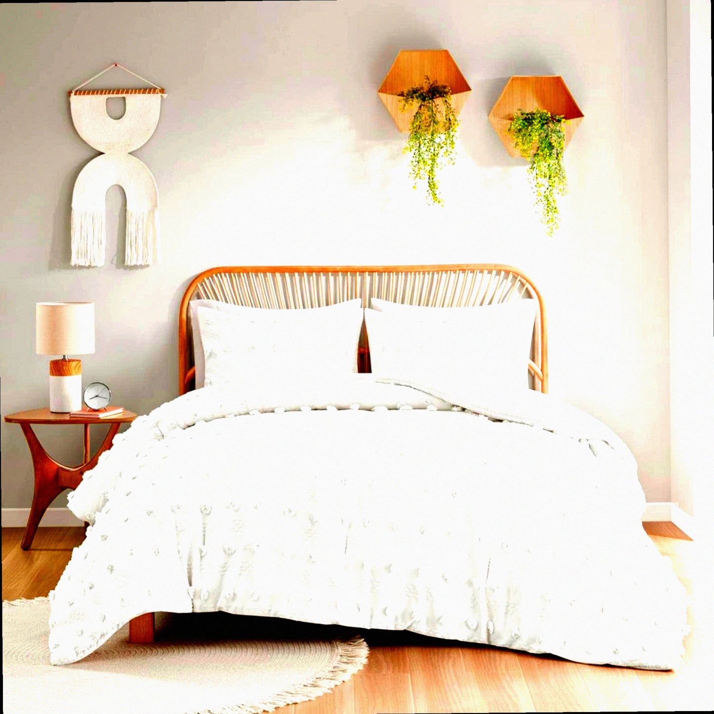 Ivory Pompom Jacquard Comforter Set - Twin XL - Lightweight Fluffy Bedding with Sham - All Seasons Chic Twin Comforter Set - Lucy Collection