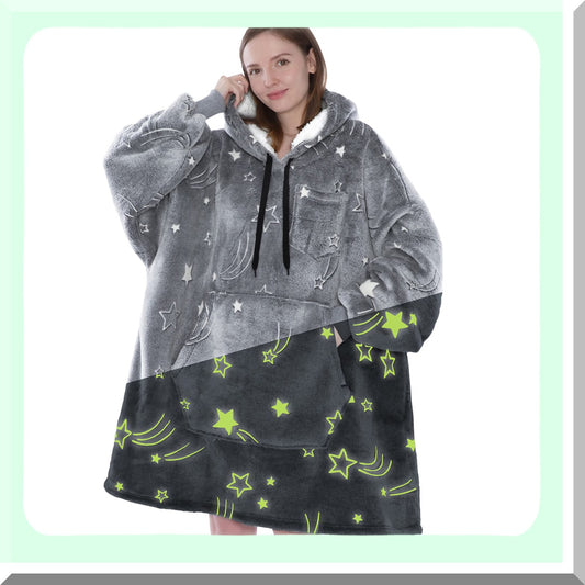 CozyGlow Sherpa Fleece Hoodie Blanket - Oversized, Warm, and Soft with Giant Pocket and Sleeves