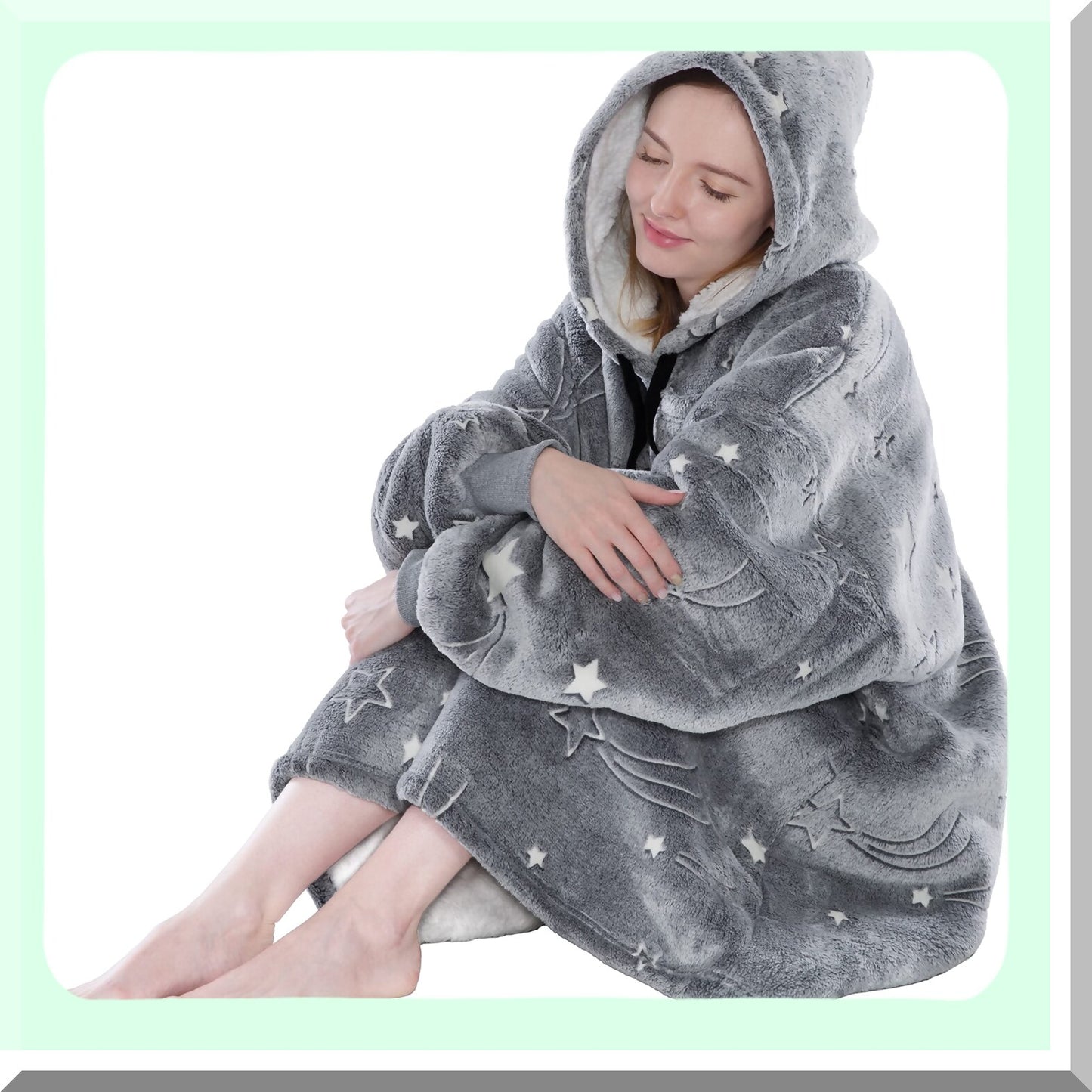 CozyGlow Sherpa Fleece Hoodie Blanket - Oversized, Warm, and Soft with Giant Pocket and Sleeves