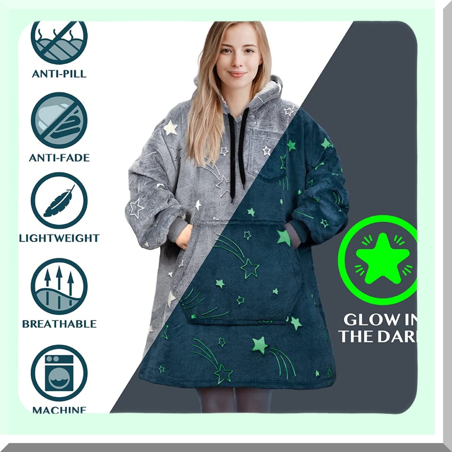 CozyGlow Sherpa Fleece Hoodie Blanket - Oversized, Warm, and Soft with Giant Pocket and Sleeves