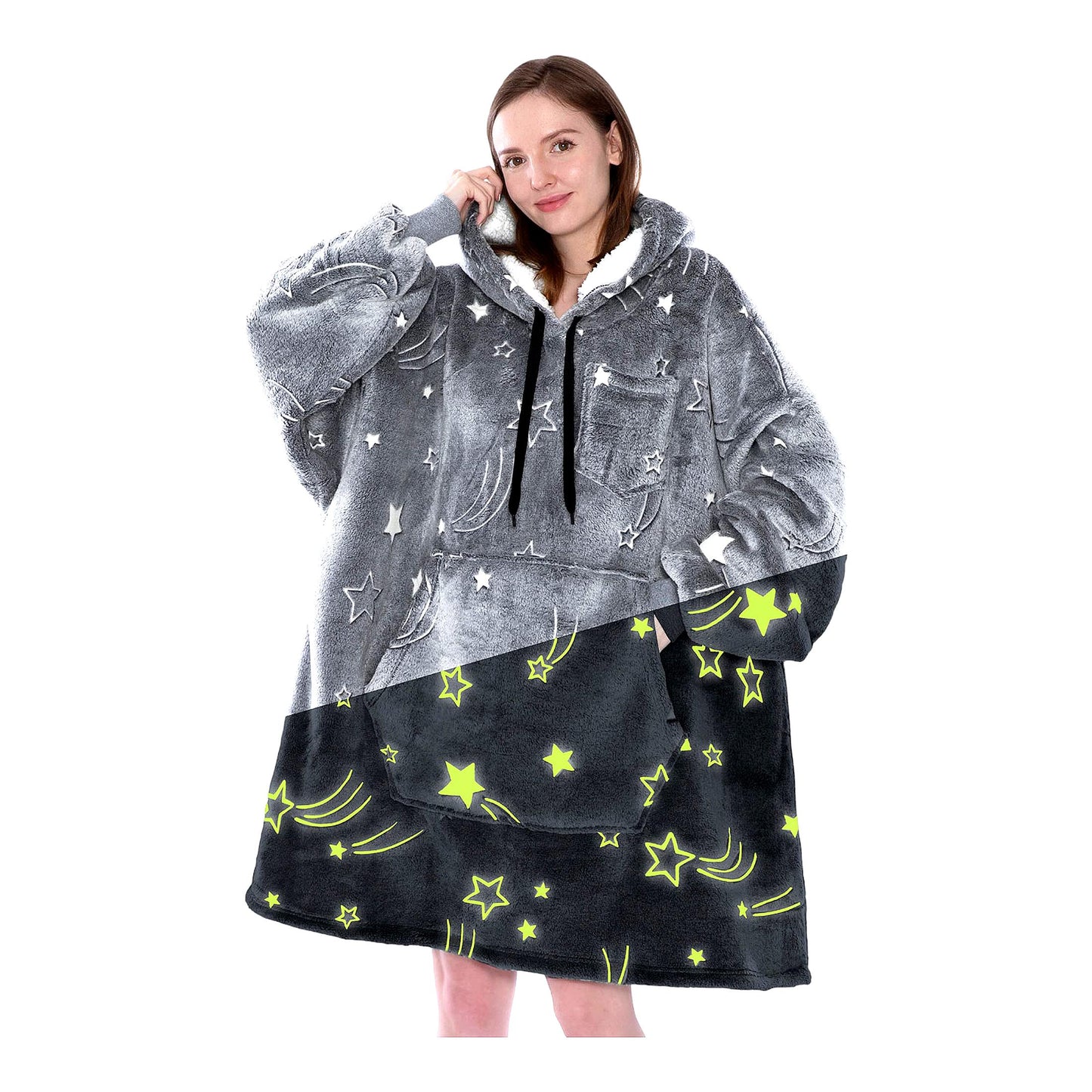 CozyGlow Sherpa Fleece Hoodie Blanket - Oversized, Warm, and Soft with Giant Pocket and Sleeves