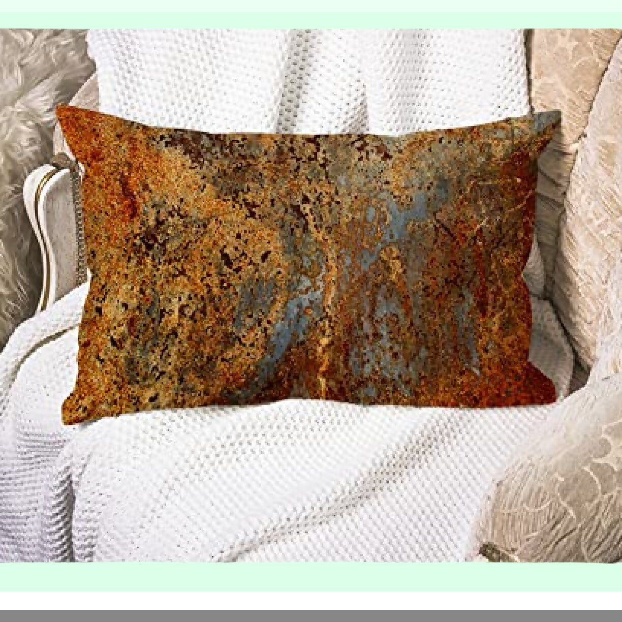 Rustic Steel Print Lumbar Pillowcase - Brown Decorative Cushion Cover for 12"x20" Throw Pillows - Colorful Metal Structure Design - Two Sides Print Cotton Linen Case