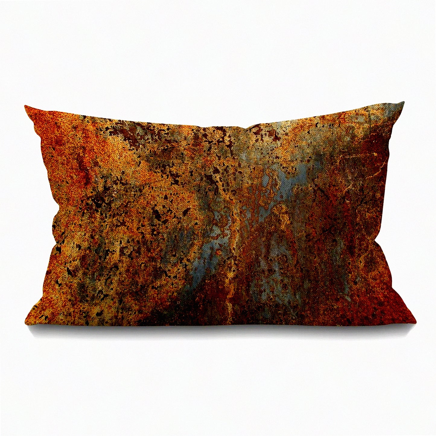 Rustic Steel Print Lumbar Pillowcase - Brown Decorative Cushion Cover for 12"x20" Throw Pillows - Colorful Metal Structure Design - Two Sides Print Cotton Linen Case