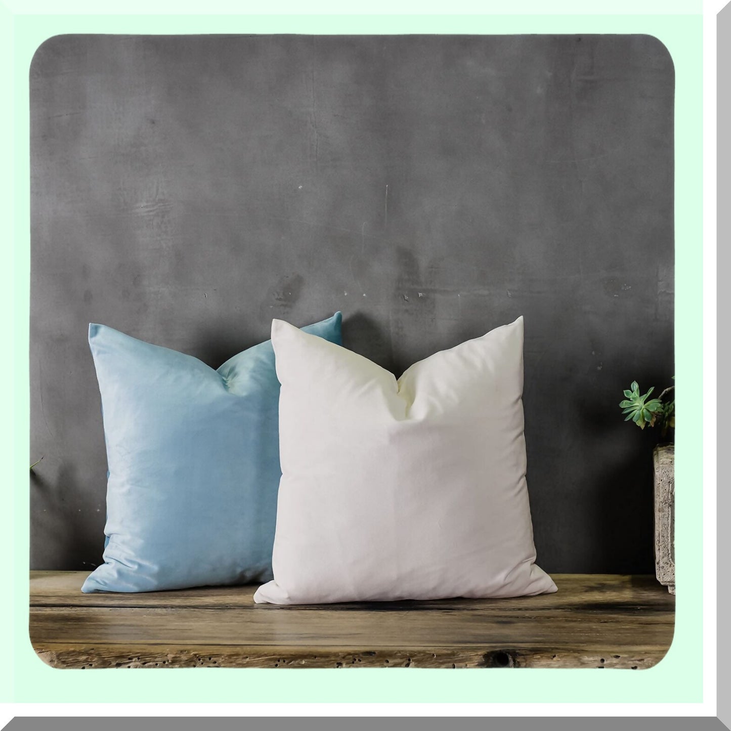 Luxury Velvet Sky Blue Throw Pillow Covers - Set of 2 20x20 inch - Soft Solid Square Cushion Cases for Sofa Couch Bed - Living Room Decor Zippered