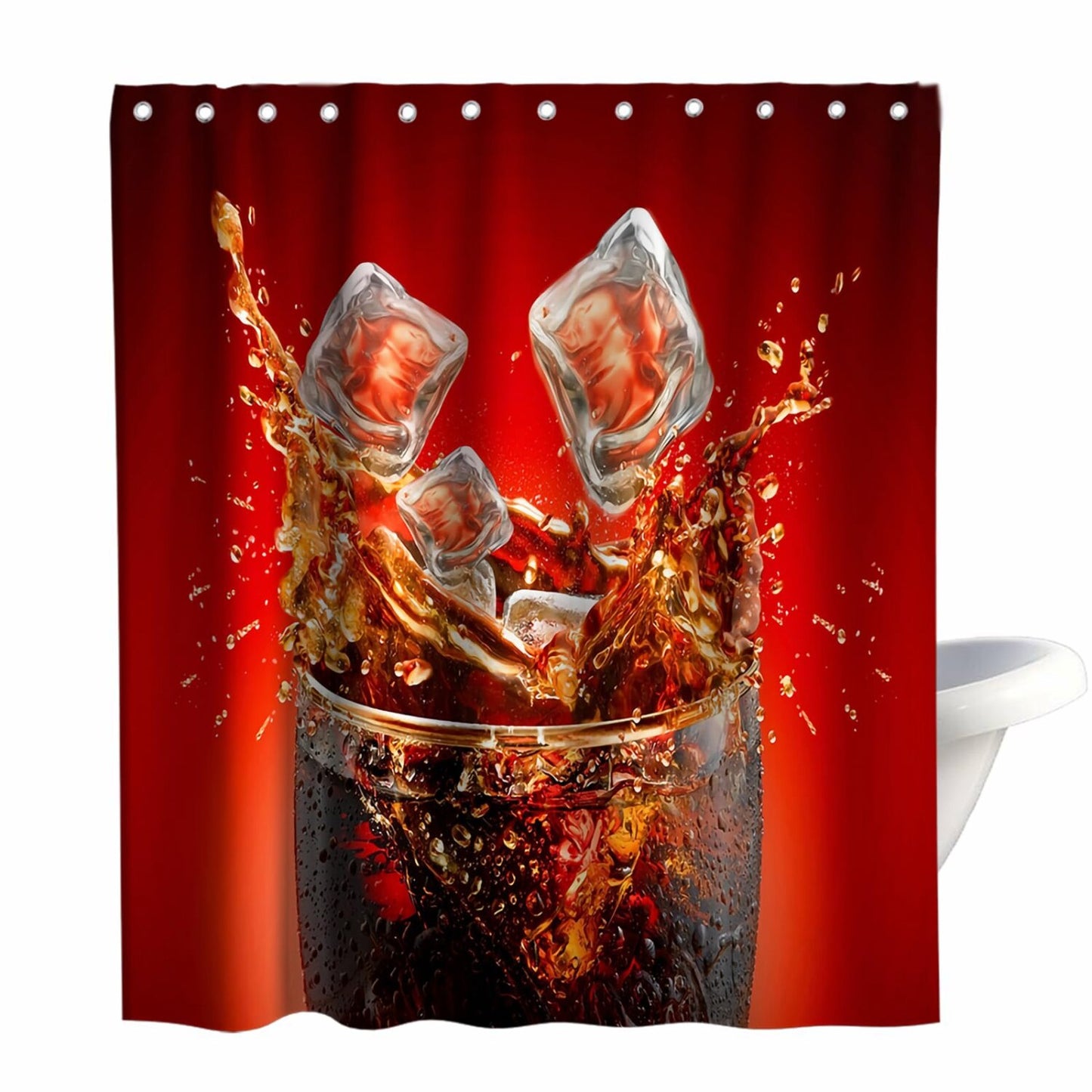 Soft Drink Shower Curtain 72x72 Inches Red and Black