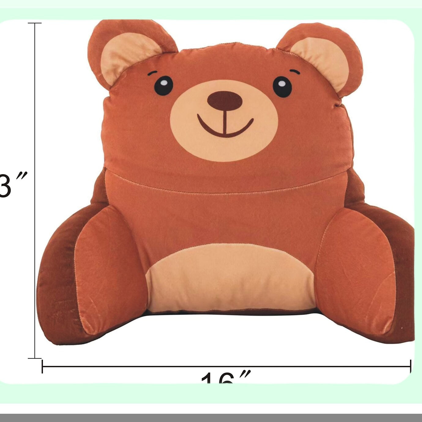 Cozy Cub Reading Lounge Pillow - Plush Backrest with Arms for Kids, Mini Bedrest Prop Up Bear Pillow for Sitting in Bed