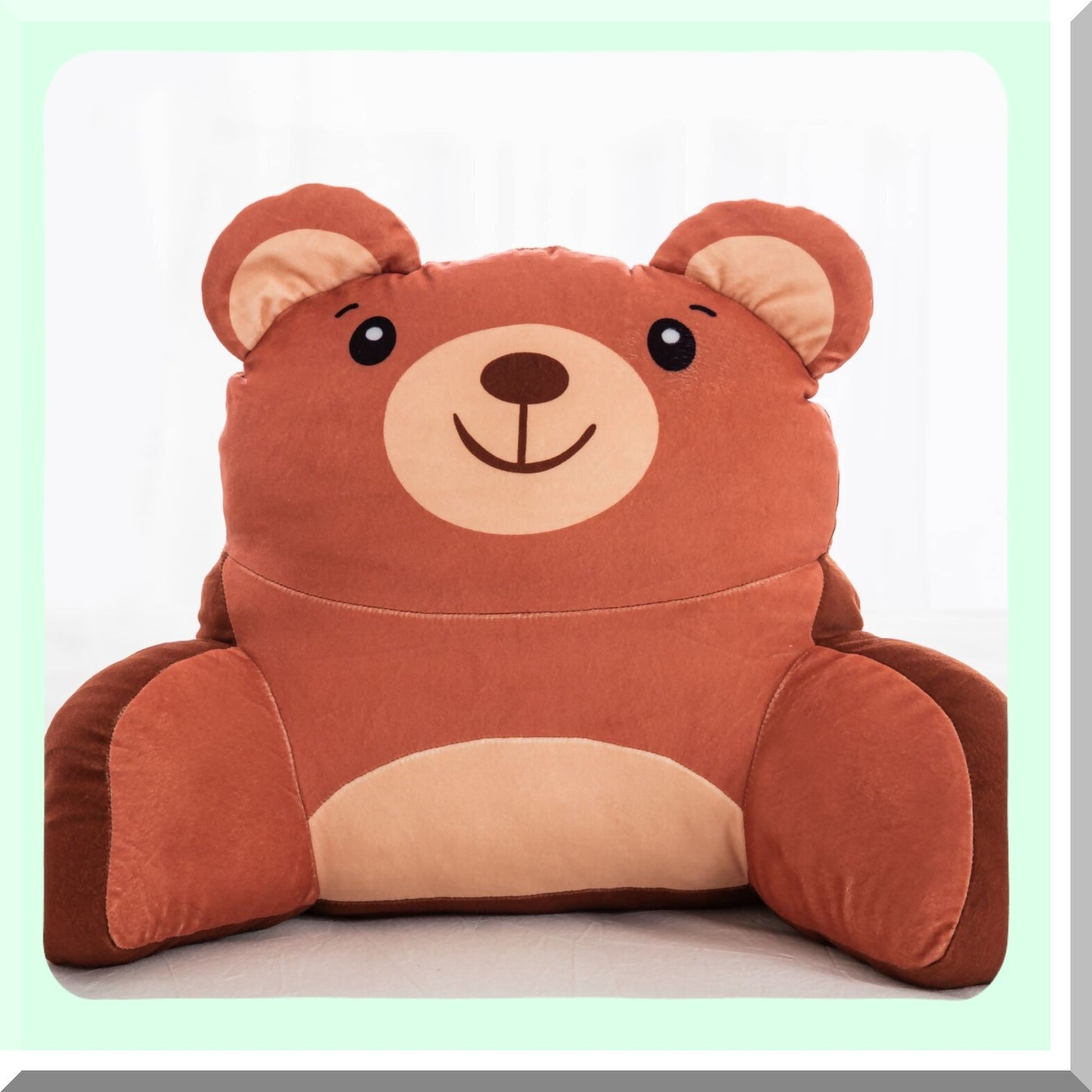 Cozy Cub Reading Lounge Pillow - Plush Backrest with Arms for Kids, Mini Bedrest Prop Up Bear Pillow for Sitting in Bed