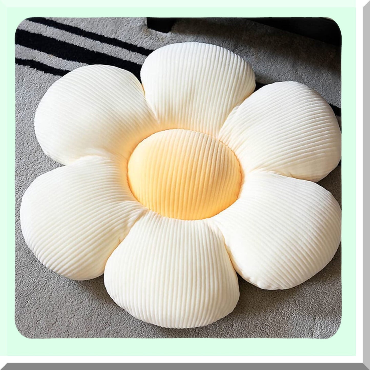 Floral Comfort Cushion - Flower Shaped Throw Pillow for Office, Car, and Living Room Decor - Butt Cushion for Sofa and Tatami - Cream, 14.9inch