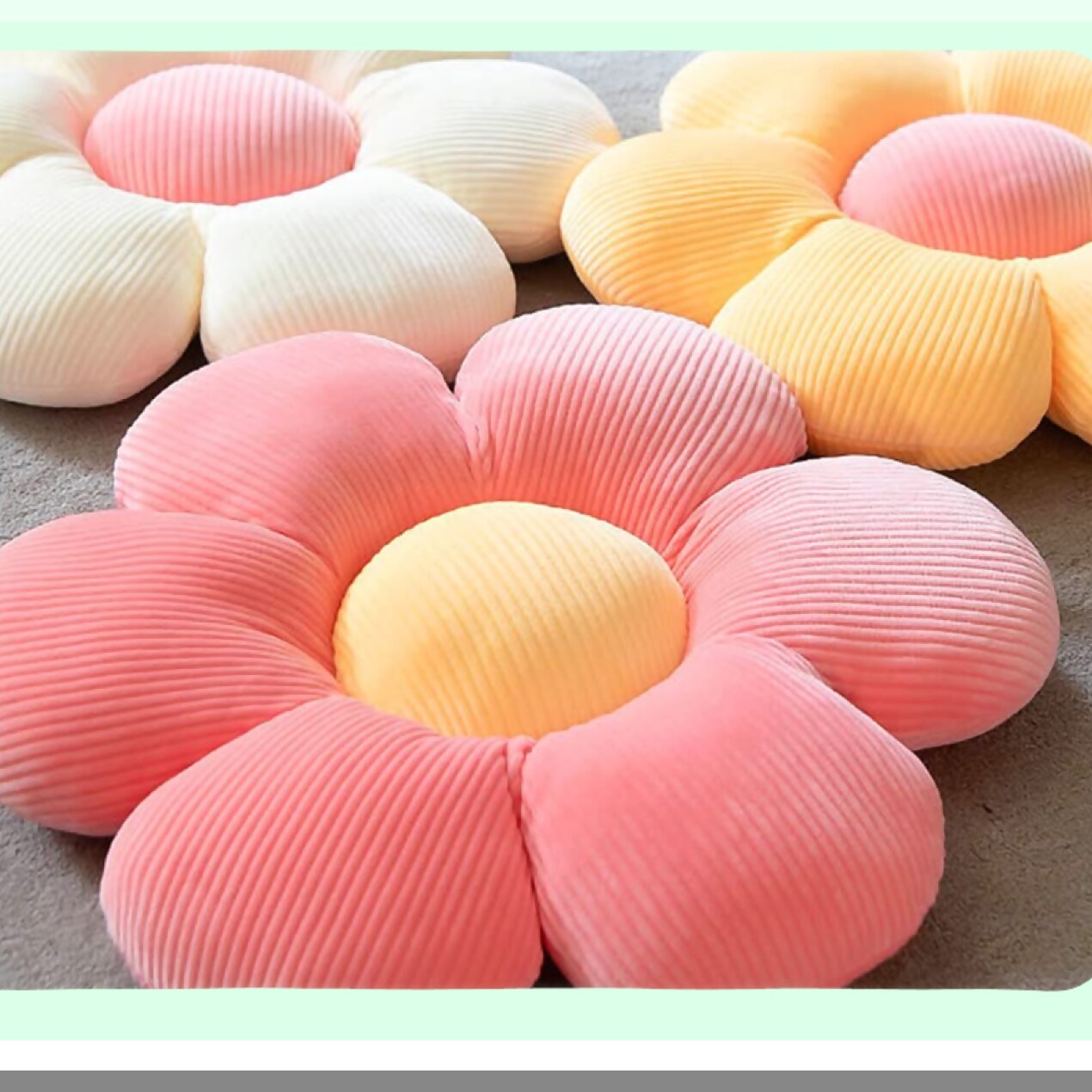 Floral Comfort Cushion - Flower Shaped Throw Pillow for Office, Car, and Living Room Decor - Butt Cushion for Sofa and Tatami - Cream, 14.9inch