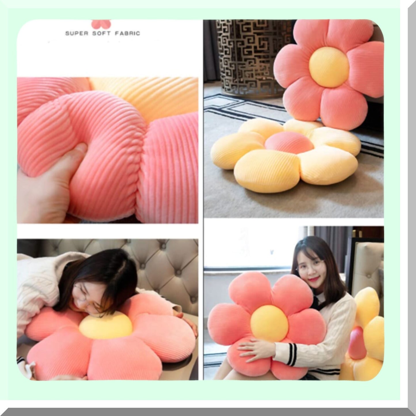 Floral Comfort Cushion - Flower Shaped Throw Pillow for Office, Car, and Living Room Decor - Butt Cushion for Sofa and Tatami - Cream, 14.9inch