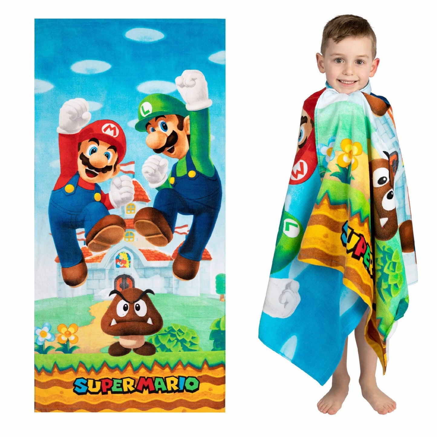 Kids Super Mario Cotton Beach Towel 58x28 in