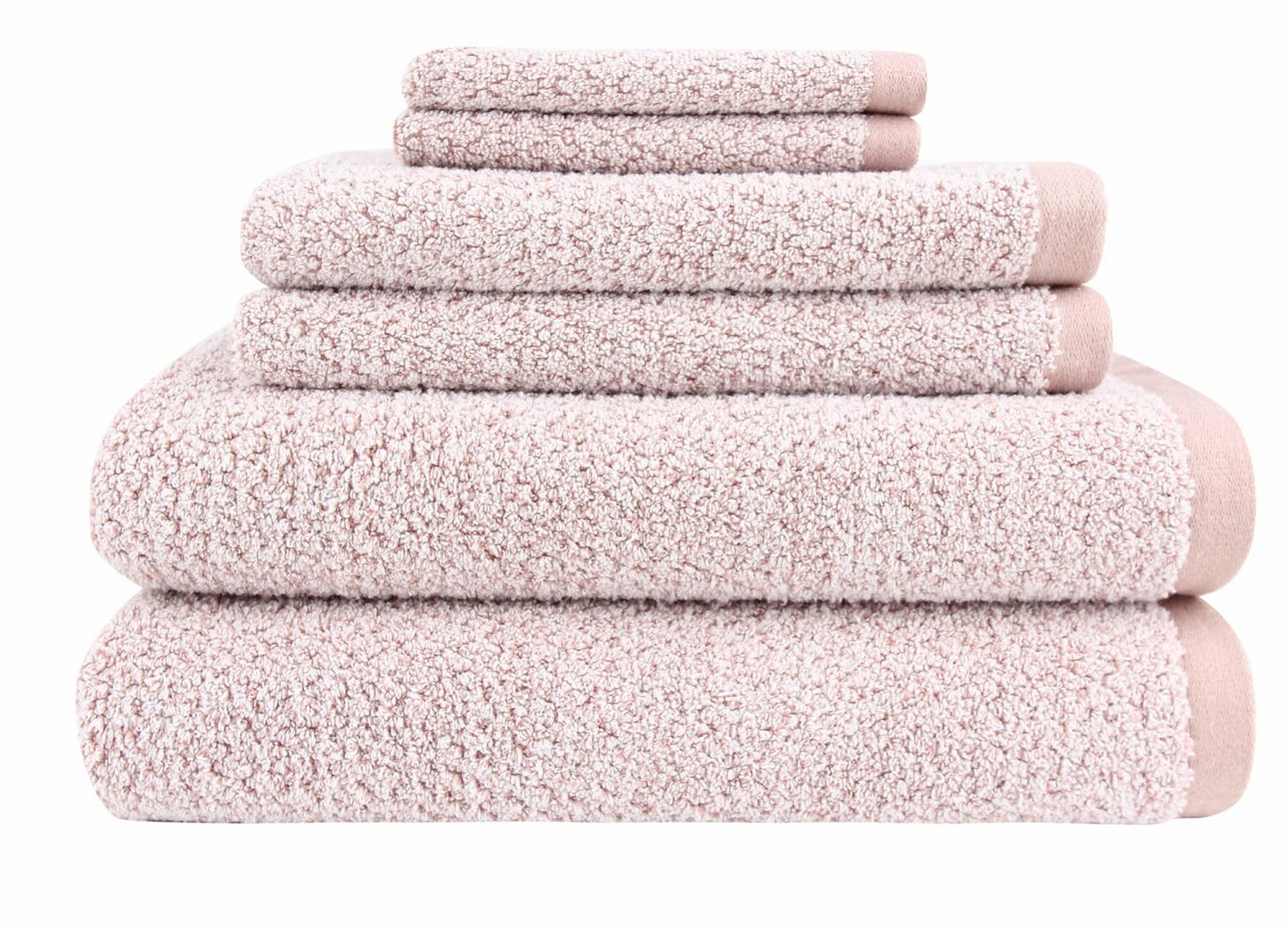 Diamond Jacquard Bath Sheet Set 6 Pcs Rose