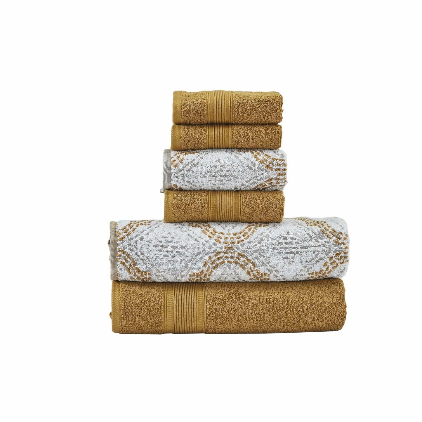 6-Piece Reversible Jacquard Towel Set, Gold