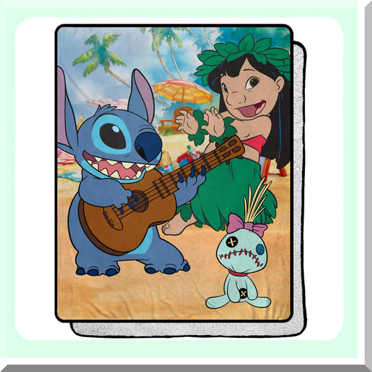 Tropical Paradise Lilo & Stitch Silk Touch Sherpa Throw Blanket, 40" x 50"