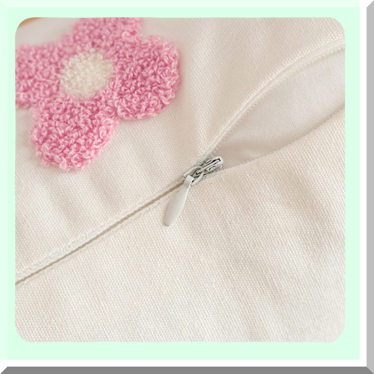 Sunflower Bloom Jacquard Pillowcase Set - Decorative Daisy Cushion Covers for Couch Sofa Bed, 18x18 Inch Square, Pink & White, Living Room Bedroom