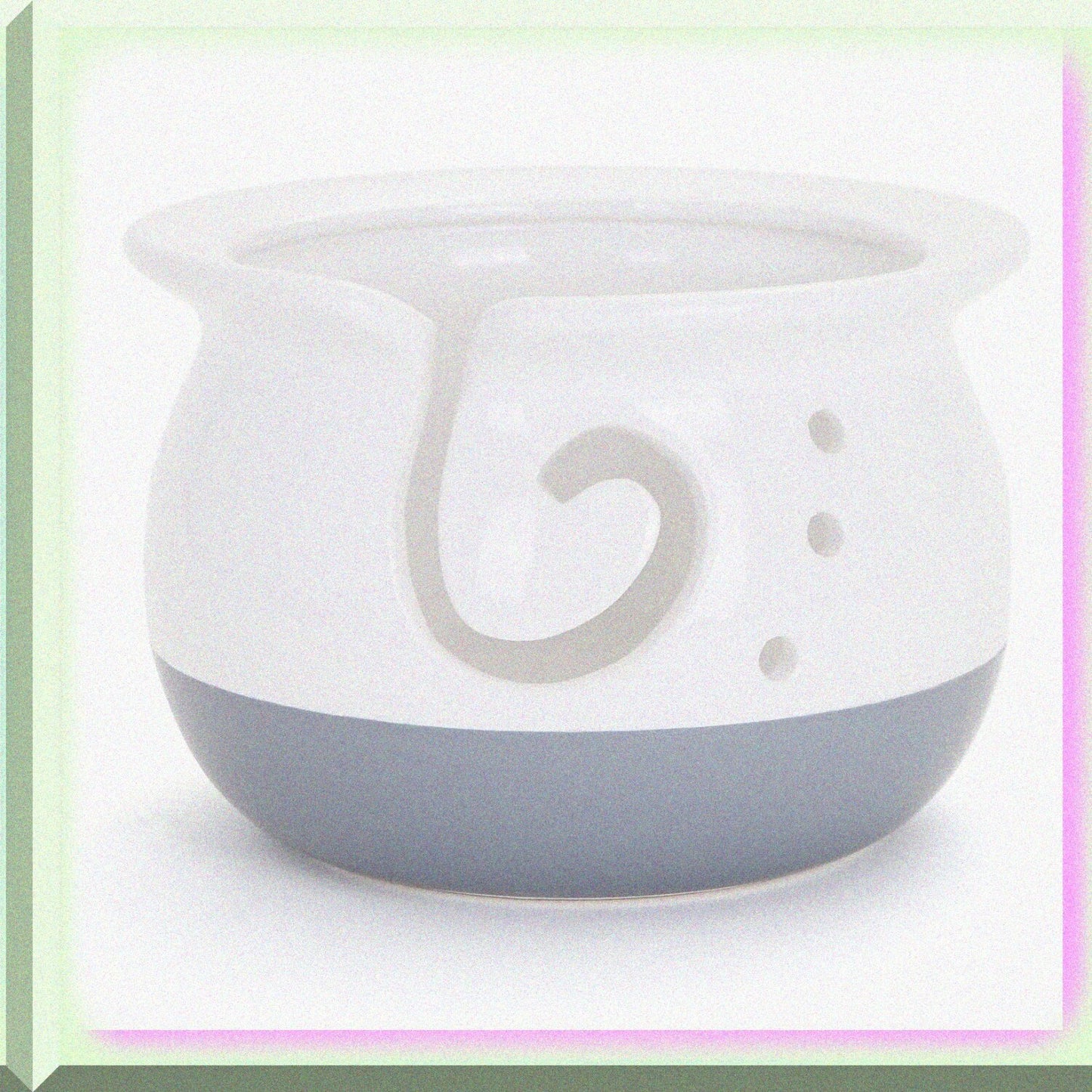 White Ceramic Yarn Bowl for Knitting and Crochet