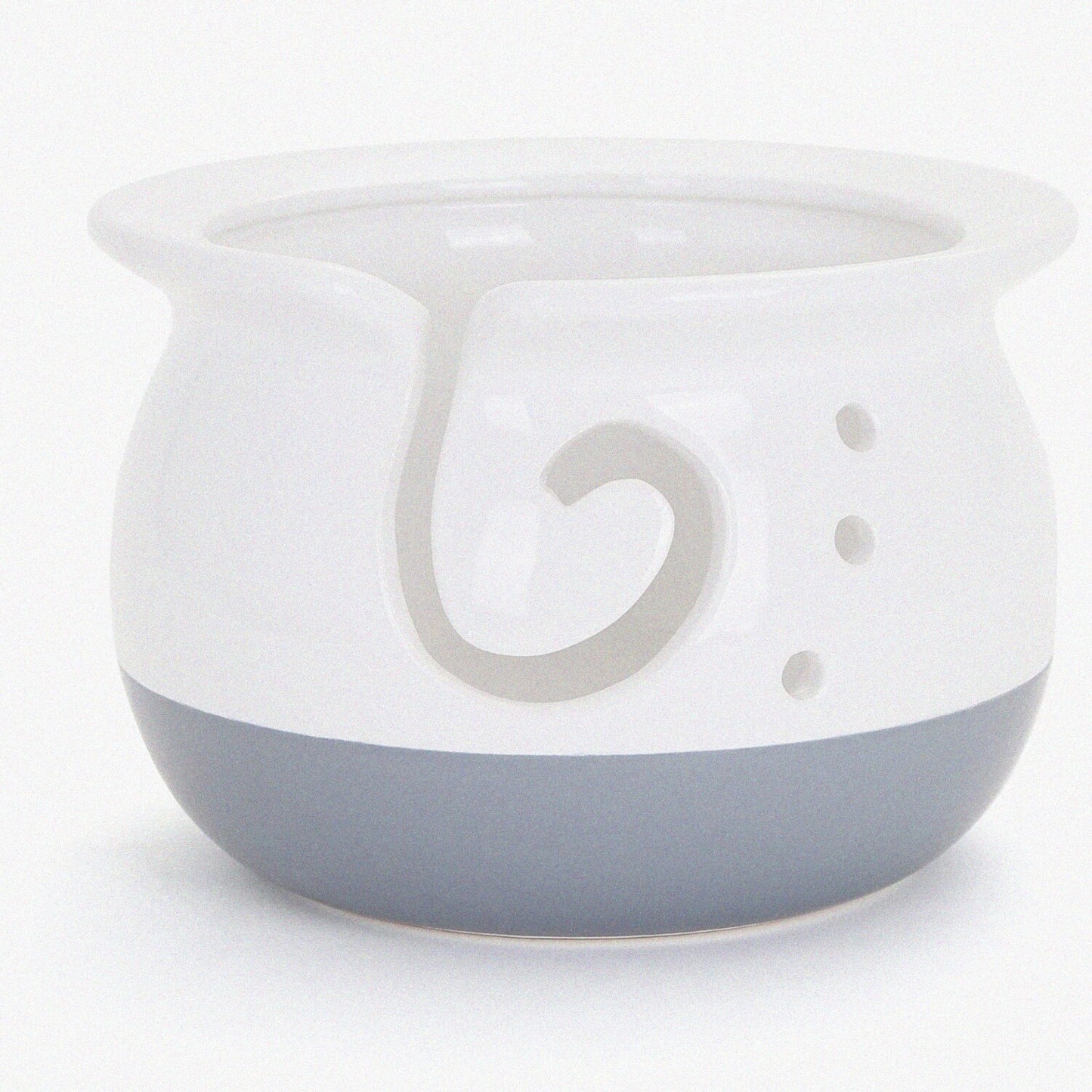 White Ceramic Yarn Bowl for Knitting and Crochet