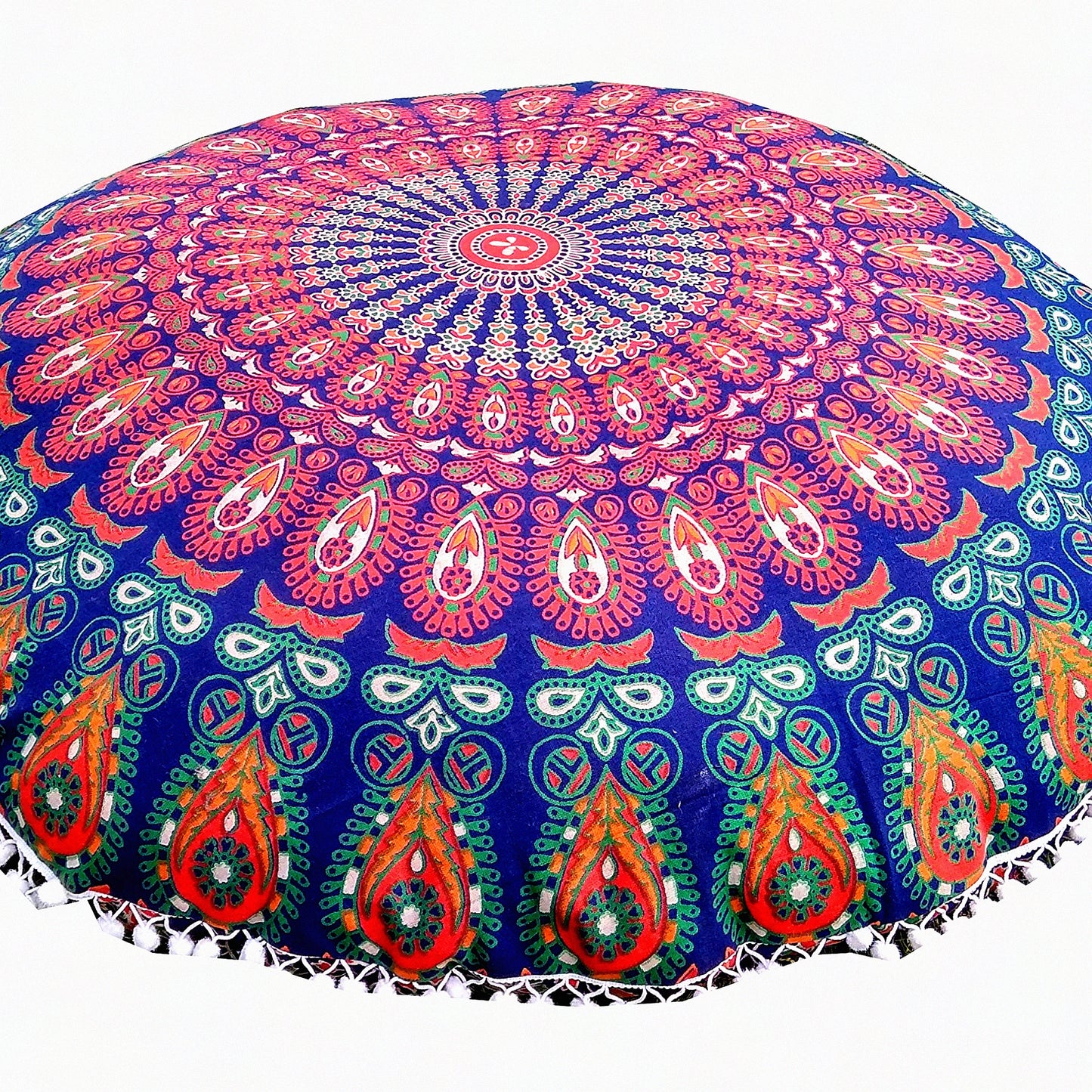 Bohemian Bliss Floor Cushion - Large Round Hippie Pouf Pillow for Meditation, Seating, and Decorative Couch Cover - 32 Inch Throw Pillowcase