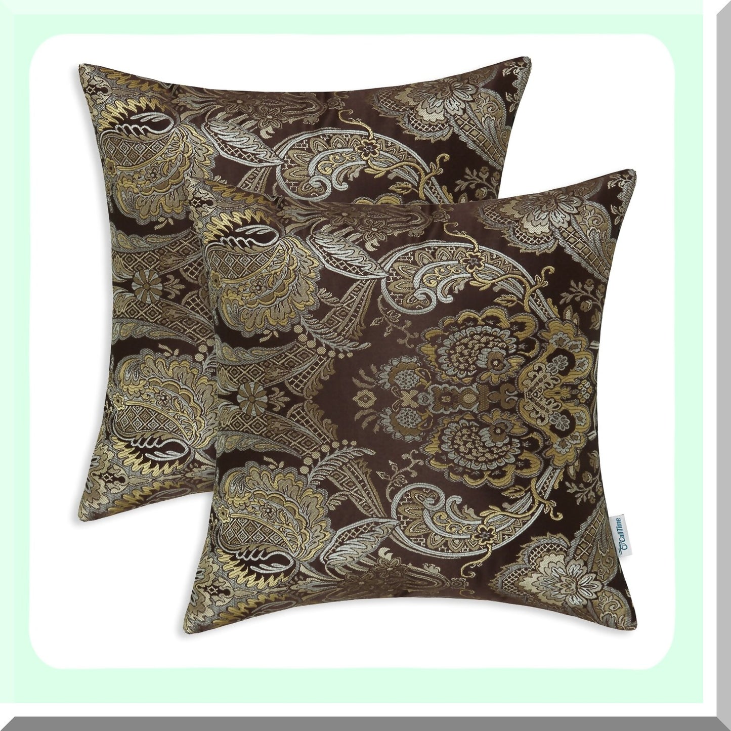 Vintage Damask Floral Supersoft Throw Pillow Covers - Set of 2, Couch Sofa Home Decor, 18 X 18 Inches Coffee - Cozy Cushion Cases