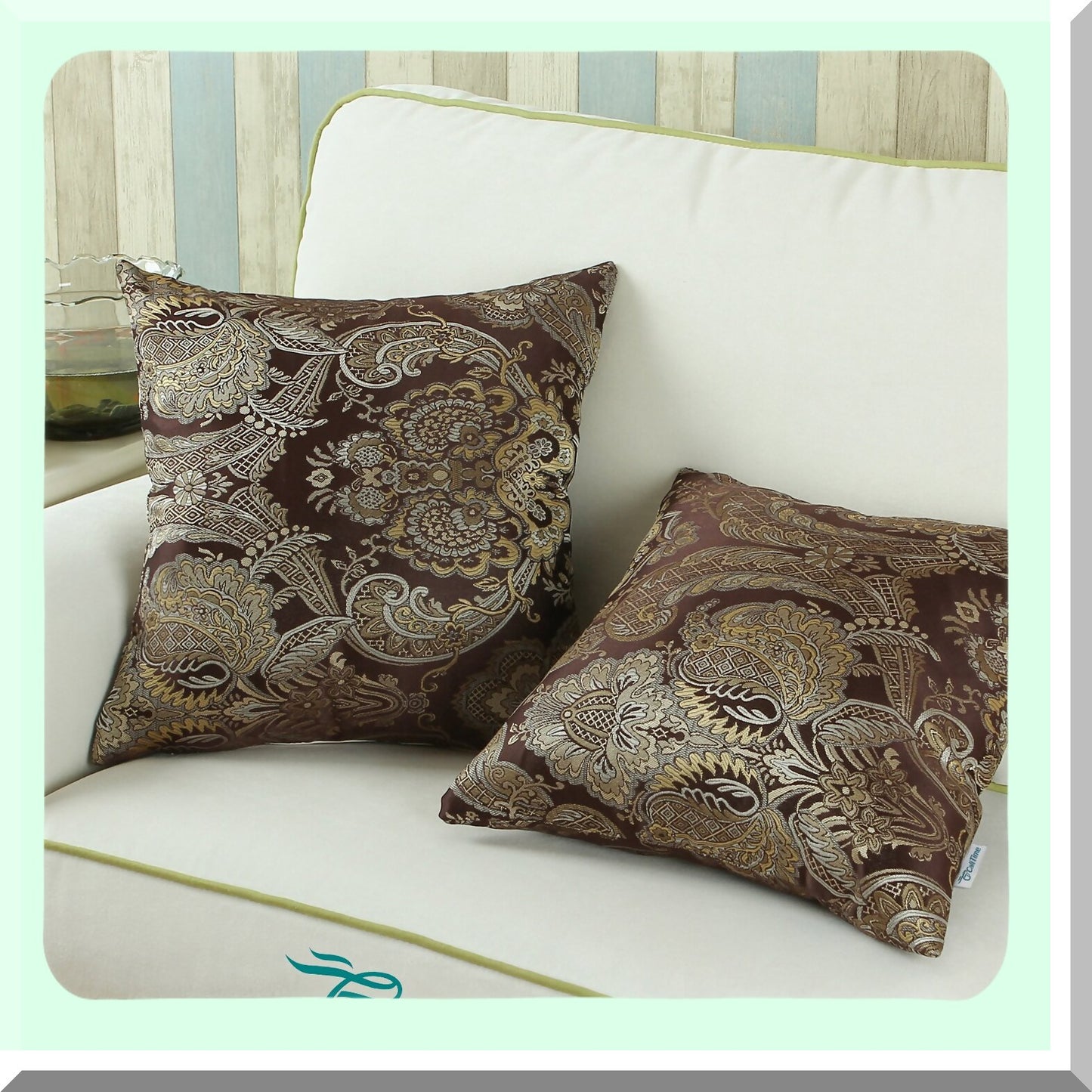 Vintage Damask Floral Supersoft Throw Pillow Covers - Set of 2, Couch Sofa Home Decor, 18 X 18 Inches Coffee - Cozy Cushion Cases