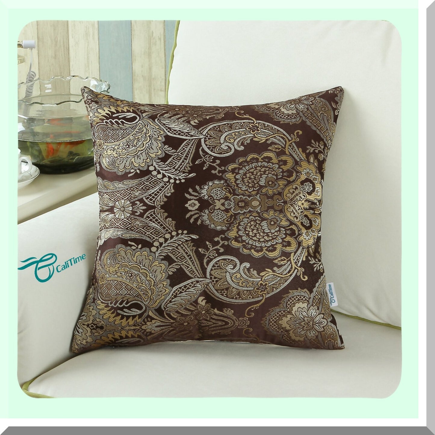 Vintage Damask Floral Supersoft Throw Pillow Covers - Set of 2, Couch Sofa Home Decor, 18 X 18 Inches Coffee - Cozy Cushion Cases