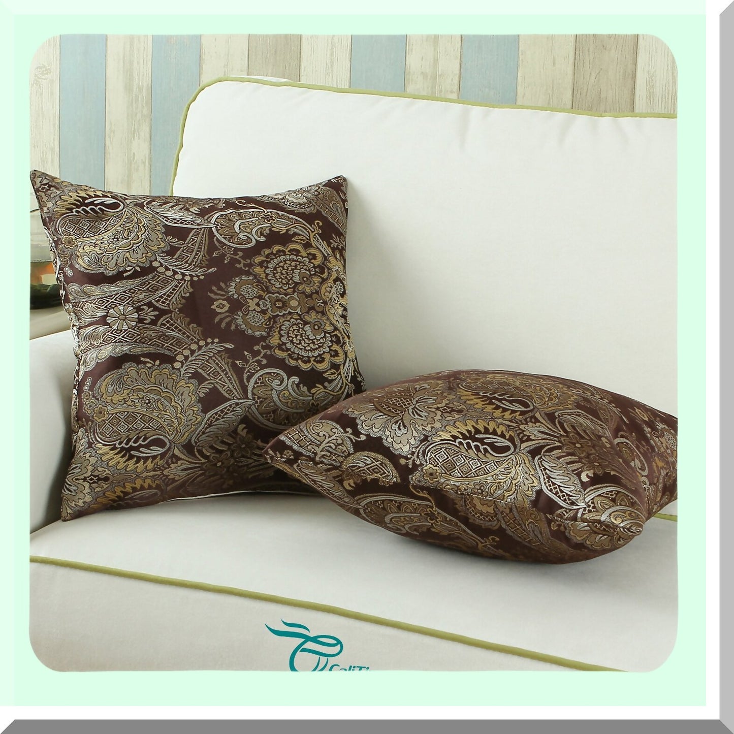 Vintage Damask Floral Supersoft Throw Pillow Covers - Set of 2, Couch Sofa Home Decor, 18 X 18 Inches Coffee - Cozy Cushion Cases