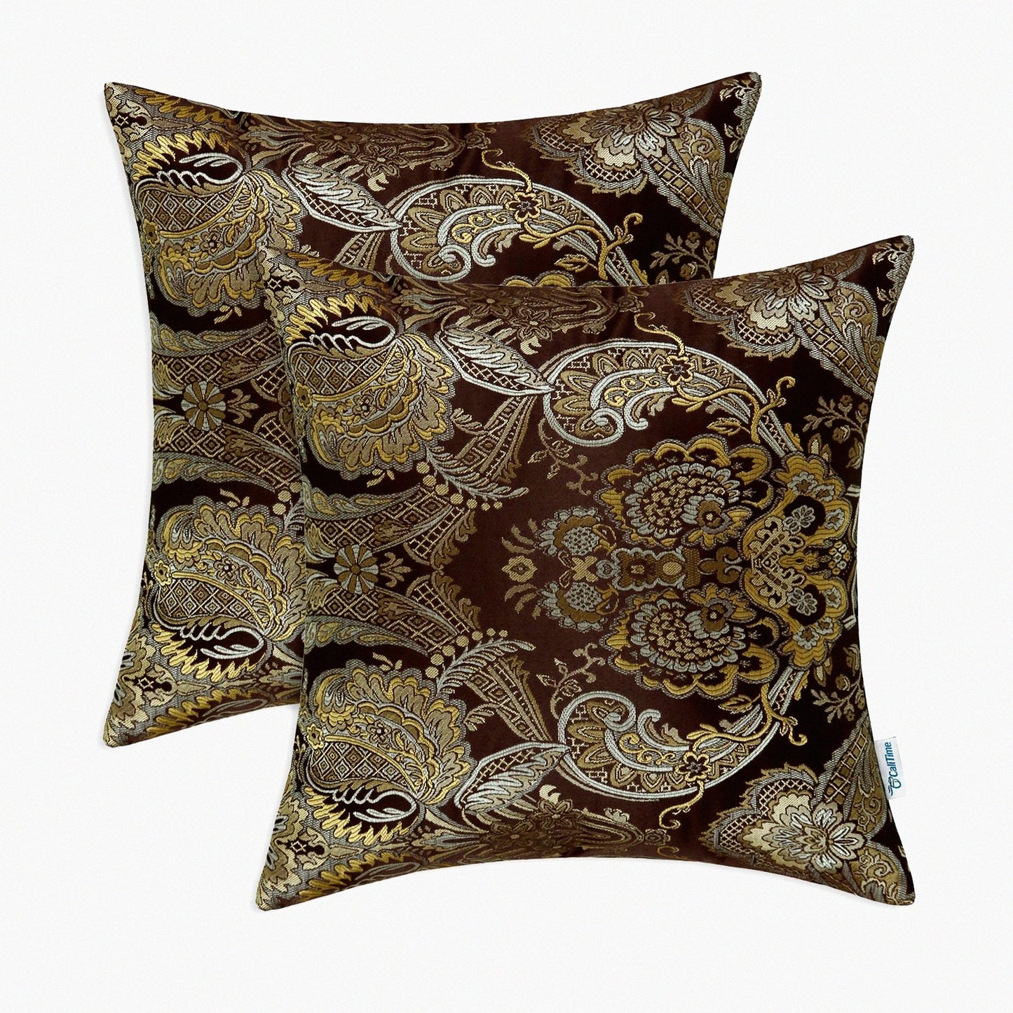 Vintage Damask Floral Supersoft Throw Pillow Covers - Set of 2, Couch Sofa Home Decor, 18 X 18 Inches Coffee - Cozy Cushion Cases