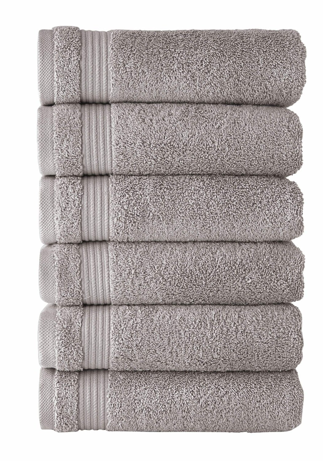 Luxury Cotton Hand Towels 16x27 Light Grey 6-Pack