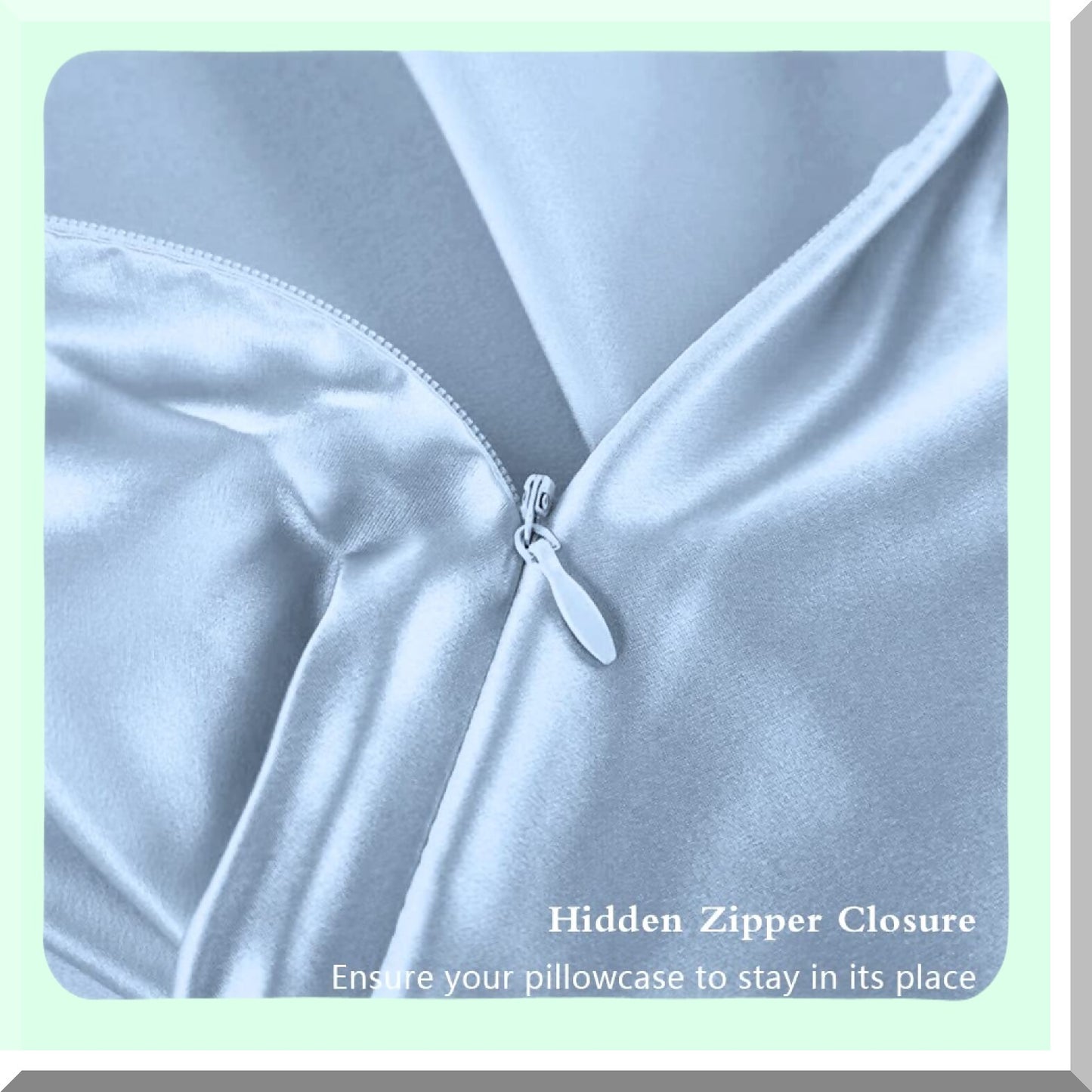 Silk Beauty Dream Pillowcase Set - 2 Pack Standard Mulberry Silk Pillow Cases for Women, Anti Acne, Health, Beauty Sleep, Natural Silk, Zipper Closure - Haze Blue Gift Set