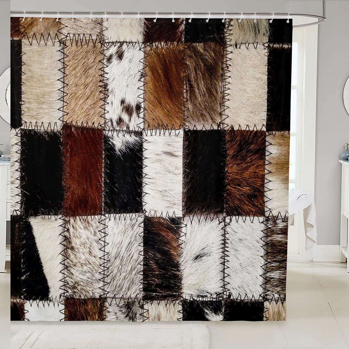 3D Cow Print Shower Curtain, 72x72/78/84 inches