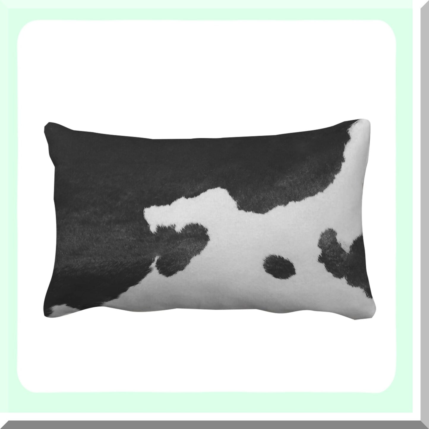 Cowhide Luxe Lumbar Pillow Cover - Western Southwestern Decorative Fluffy Leather Cushion Case for Outdoor Home, Black White Print, 12x20 Inch