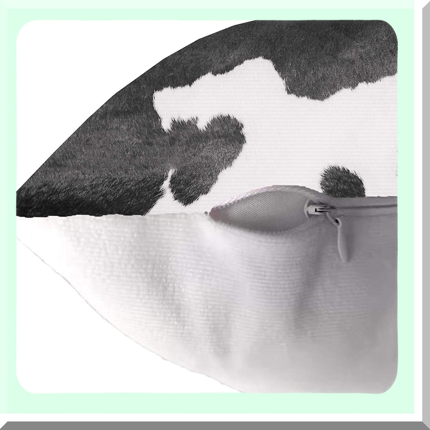 Cowhide Luxe Lumbar Pillow Cover - Western Southwestern Decorative Fluffy Leather Cushion Case for Outdoor Home, Black White Print, 12x20 Inch