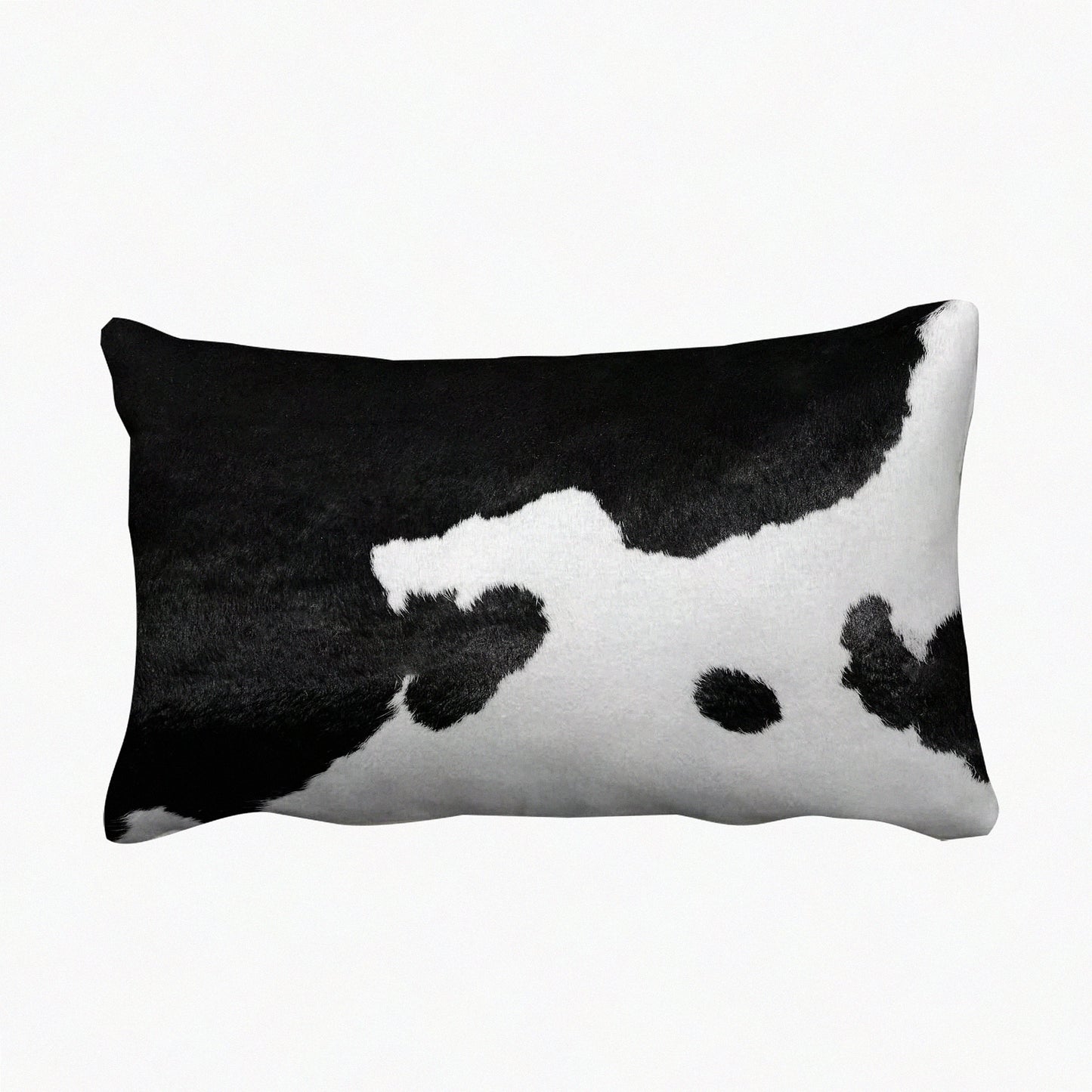 Cowhide Luxe Lumbar Pillow Cover - Western Southwestern Decorative Fluffy Leather Cushion Case for Outdoor Home, Black White Print, 12x20 Inch