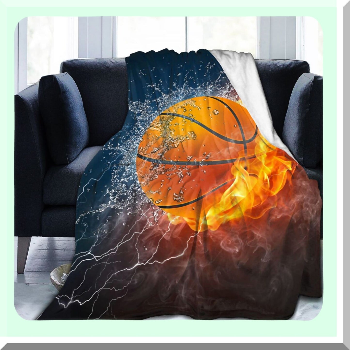 HoopDreams Ultra-Soft Basketball Throw Blanket - Cozy Flannel for All Seasons, Perfect for Couch, Bed, or Office - 60"x50""