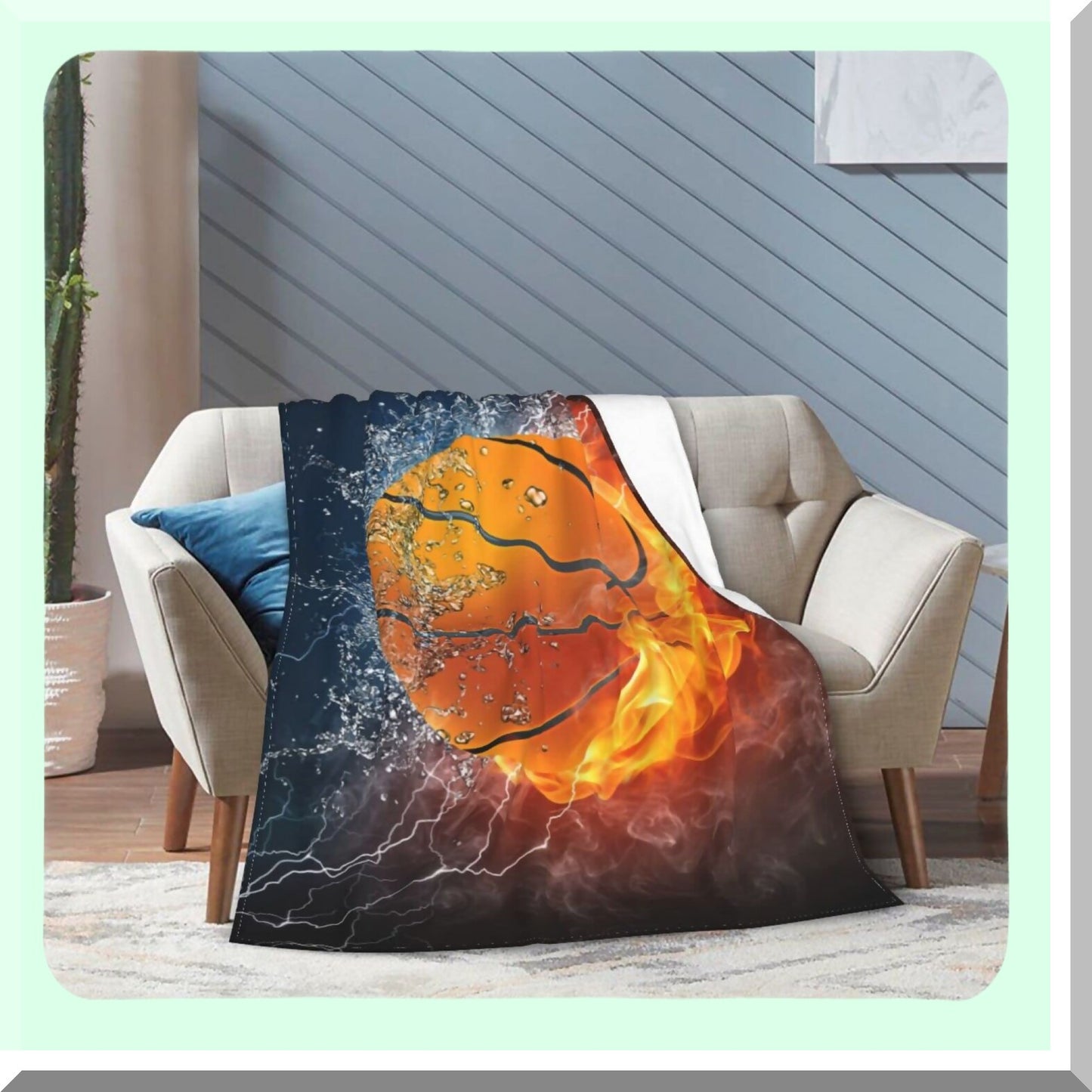 HoopDreams Ultra-Soft Basketball Throw Blanket - Cozy Flannel for All Seasons, Perfect for Couch, Bed, or Office - 60"x50""