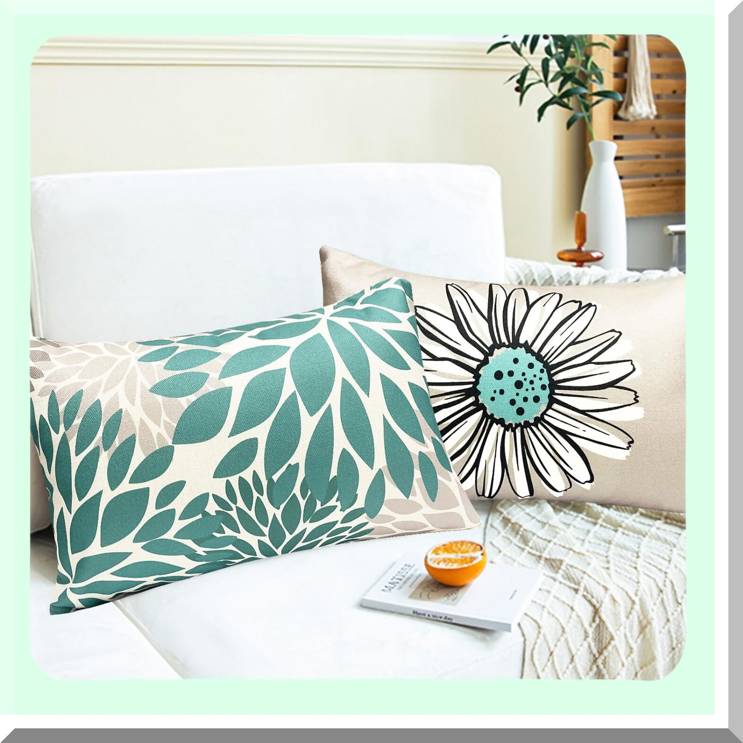 Boho Farmhouse Linen Pillow Covers - Set of 4 Decorative Throw Pillow Covers for Couch, Sofa, Bed - Outdoor Square Pillowcase for Living Room Home Decor