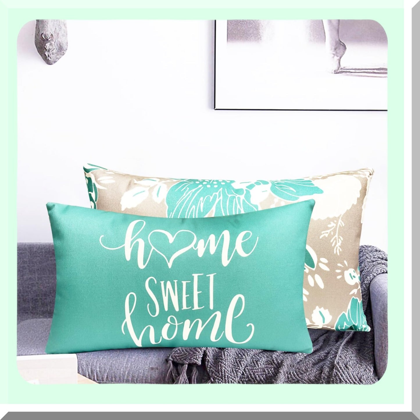 Boho Farmhouse Linen Pillow Covers - Set of 4 Decorative Throw Pillow Covers for Couch, Sofa, Bed - Outdoor Square Pillowcase for Living Room Home Decor