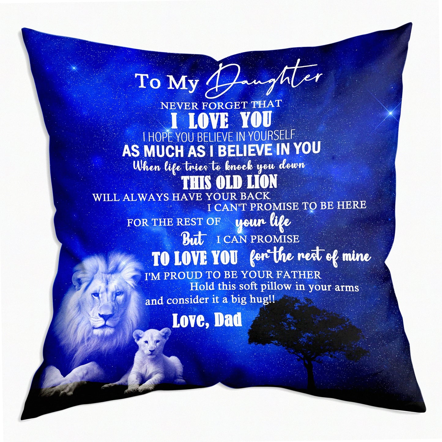 Dad's Love Flannel Pillowcase - Daughter Birthday Gift - Soft Throw Pillow Cover - Daughter Gifts from Dad - Sentimental Daughter Keepsake