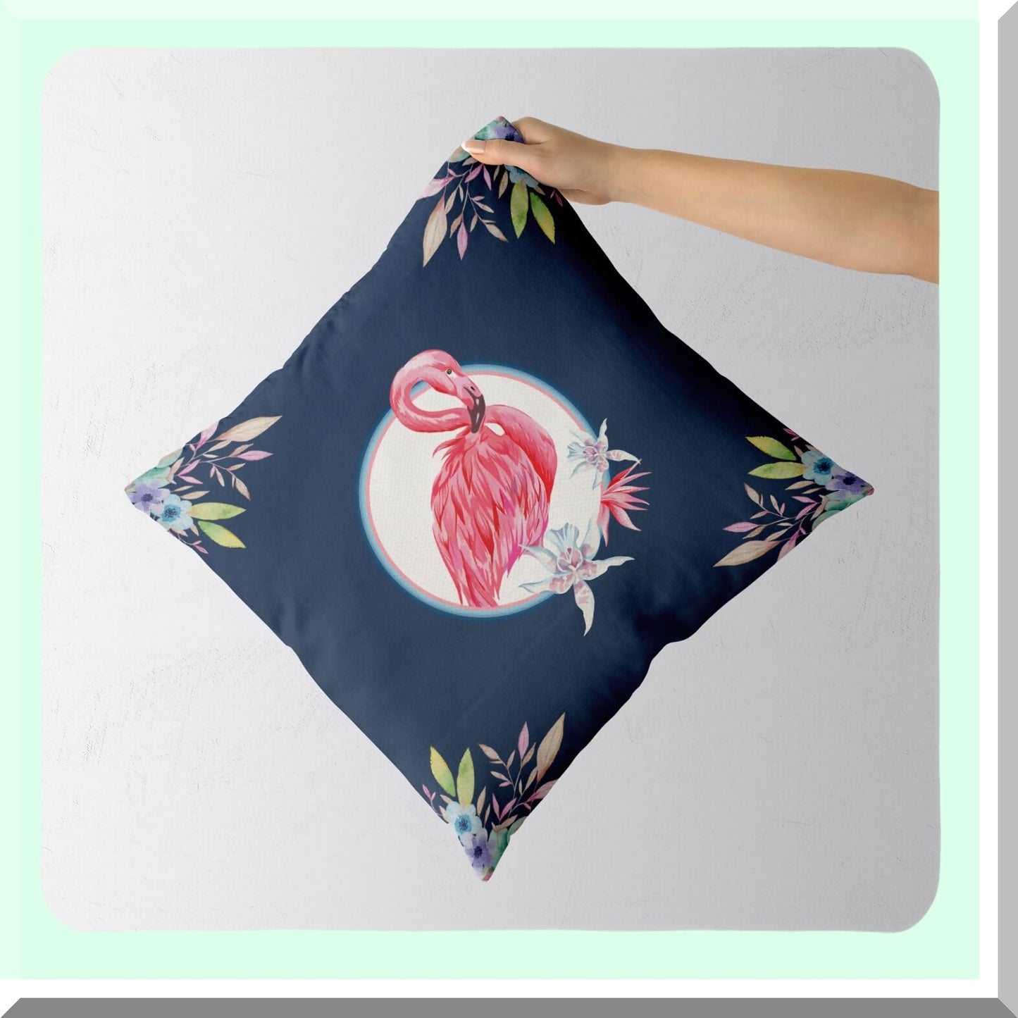 Multicolour Linen Flamingo Decorative Pillow Covers - Farmhouse Family Room Sofa Couch Decoration - 18 x 18 Inch Home Decor Accent