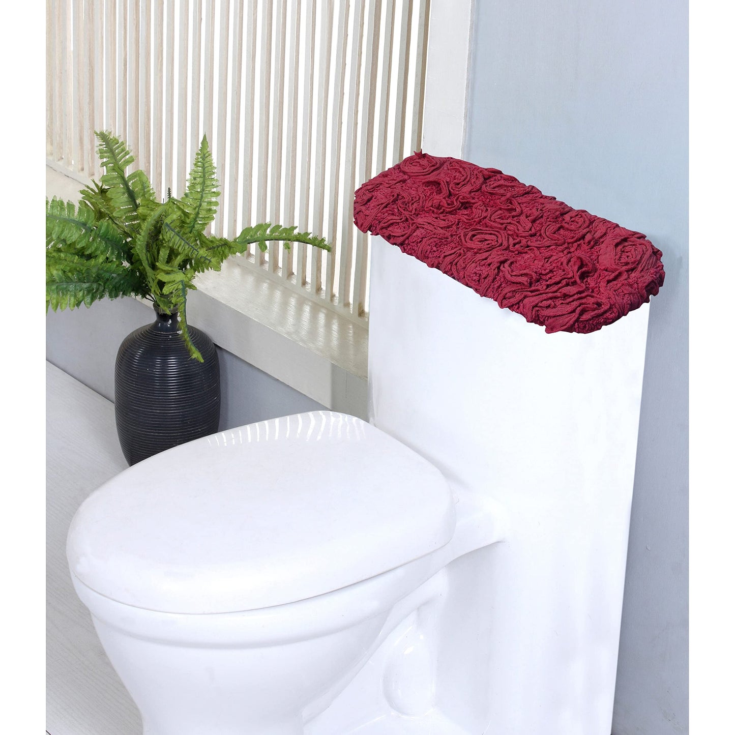 10"x22" Cotton Tufted Bath Rug, Red
