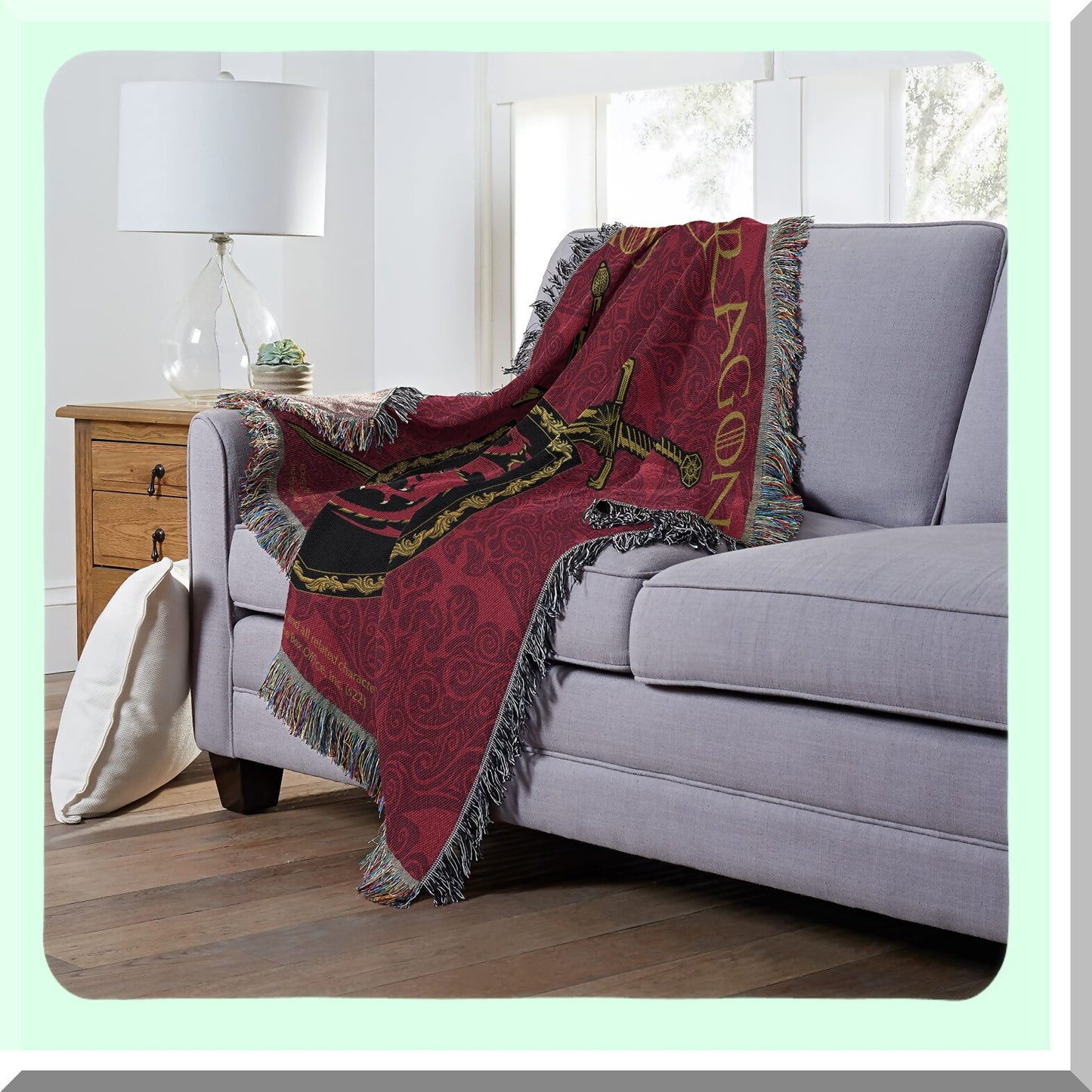 Dragon's Legacy Woven Tapestry Throw Blanket, 48" x 60" - Remember Blood Collection"